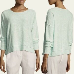 Eileen Fisher Organic Linen Blend Long Sleeve Top Sweater Mint Green Size Medium